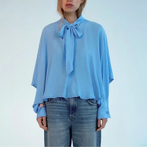 ZARA CAPE SLEEVED BLOUSE - Picture 5 of 7